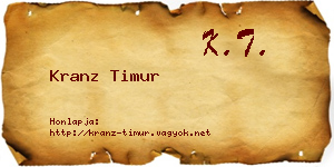 Kranz Timur névjegykártya